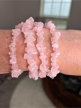 Rose Quartz Chip Wrap Bracelet - Pink Beaded Women’s Jewelry
